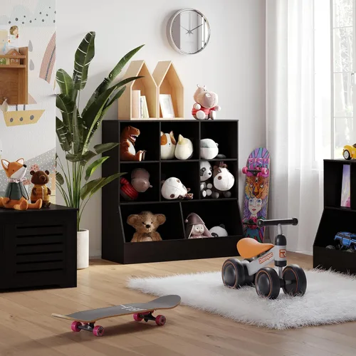 Miniatura 5 de DINZI LVJ Organizador de almacenamiento para juguetes, estantería para niños, gabinete de almacenamiento de juguetes de madera, estantería de 3