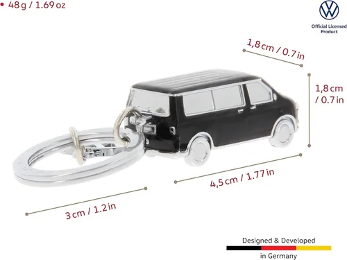Miniatura 2 de BRISA VW T5/T6 Bus Campervan - Colgante con llavero 3D con dije VW, idea de regalo para los fanáticos de Volkswagen (cromado, esmaltado), Negro