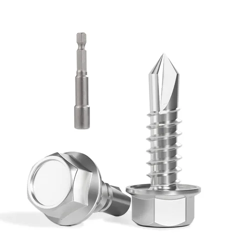Miniatura 16 de VGBUY 170 tornillos autoperforantes para metal, tornillos autorroscantes de chapa metálica de acero inoxidable 410 #10 x 3/4 pulgadas, tornillos