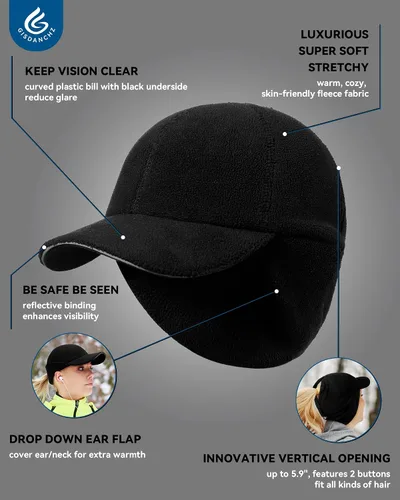 Miniatura 2 de Gisdanchz Sombrero de cola de caballo de forro polar elástico para mujer con orejeras - Sombrero de invierno con agujero vertical para cola