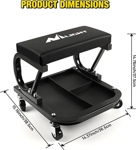 Miniatura 2 de Nilight - Asiento rodante tipo enredadera para garaje/taller, taburete mecánico acolchado con capacidad de 250 libras y almacenamiento