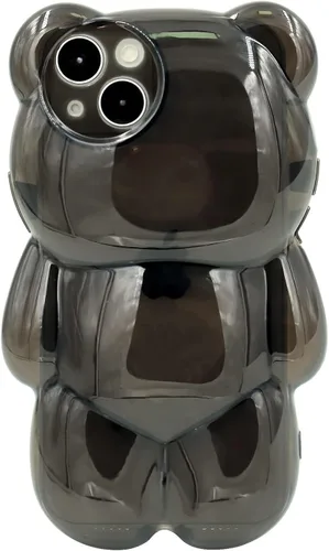 Miniatura 19 de Bear - Funda para teléfono compatible con el teléfono 11, bonita funda holográfica negra 3D con diseño de oso holográfico, a prueba de golpes, Kpop