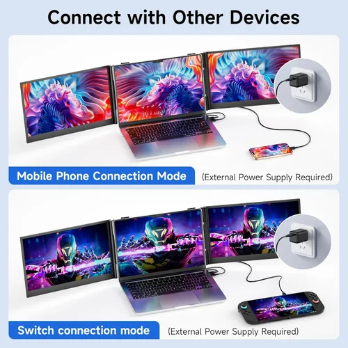 Miniatura 9 de Monitor extensor de pantalla para portátil ultrafino, 14.2 pulgadas, 1080P FHD ligero, triple pantalla, monitor portátil para portátiles, apto