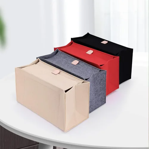Miniatura 7 de Doxo Organizador de bolso, organizador de bolsa de fieltro con cremallera, perfecto para Lv Onthego GM 40 y D Book Tote grande (negro con cubierta)