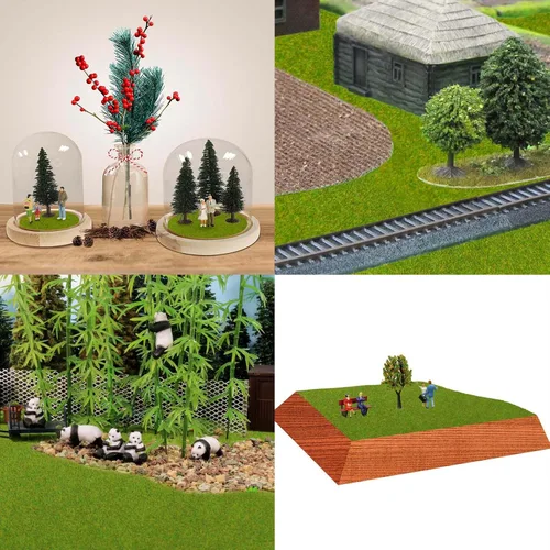 Miniatura 7 de 12 tapetes de césped artificial, trenes verde hierba, 6.7 x 6.7 in o 6.69 x 6.69 pulgadas, para decoración, manualidades, paisaje
