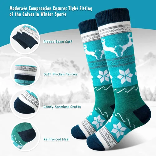 Miniatura 4 de Cimkiz Kids Ski Socks (2 Pairs3 Pairs) for Boys Girls Thick Warm for Winter Snow Skiing Snowboard Sports