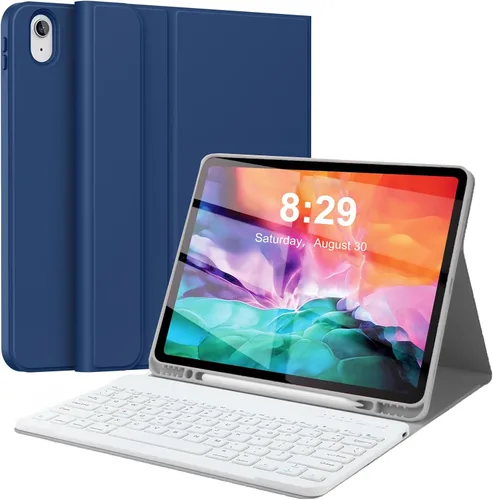 Funda con teclado para iPad Pro de 12.9 pulgadas (Modelo antiguo) 2015 1ª / 2017 2ª generación - Teclado inalámbrico Bluetooth recargable Azul oscuro