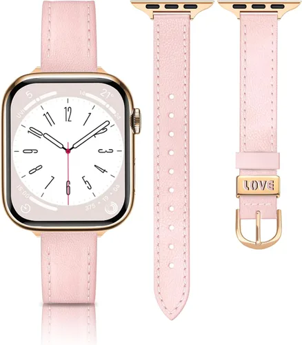 Miniatura 41 de JR.DM Correas de cuero delgadas compatibles con Apple Watch Band 1.496 in 1.575 in 1.614 in 1.654 in 1.732 in 1.772 in 1.811 in 1.929 in, correa