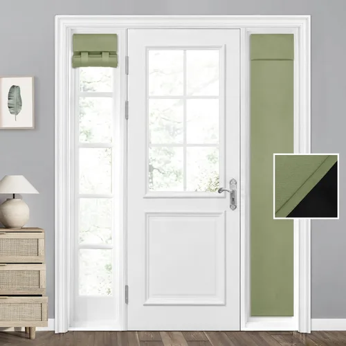 Miniatura 14 de HOMEIDEAS Cortinas 100% Opacas para Luces Laterales de Puerta Principal, Cubierta de Ventana de Puerta de Aula, Persianas de Privacidad