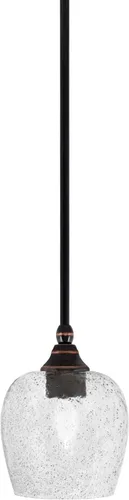 Miniatura 181 de Toltec Lighting Tallo Colgado Mini colgante, acabado de cobre negro, 3.5" cuadrado humo burbuja vidrio