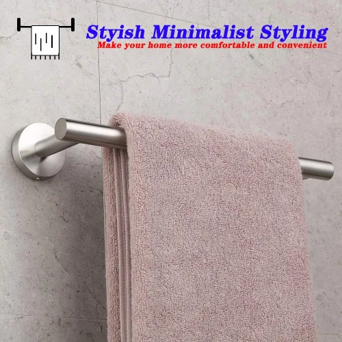 Miniatura 4 de GERZ Toallero Contemporáneo de 12 Pulgadas para Toallas de Baño de Mano, Soporte de Acero Inoxidable Cepillado Montado en Pared, Organizador de Baño