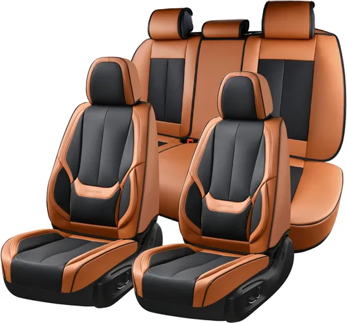 Coverado Juego completo de fundas de asiento de automóvil, fundas de asiento negras para asientos delanteros y traseros de automóvil, protector de