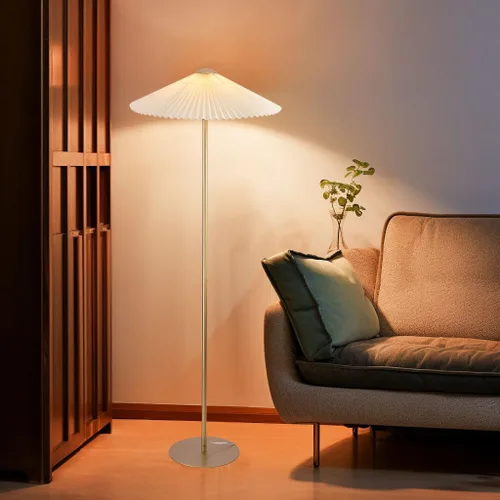 Miniatura 4 de KUNJOULAM Lámpara de pie plisada, lámpara de pie de poste, lámpara alta de diseño simple con pantalla de tela, lámpara de pie para sala de estar