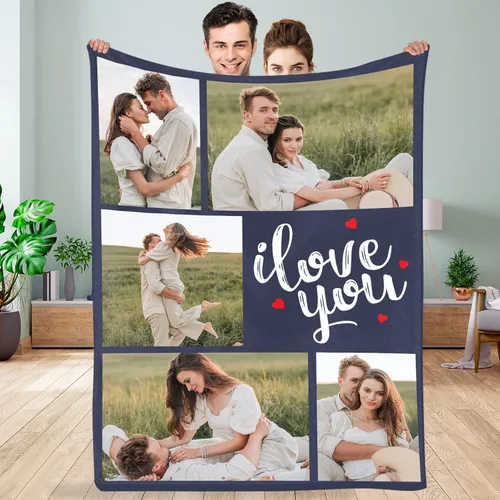 Miniatura 10 de Manta personalizada con foto/texto, manta con imagen personalizada, regalos de amor, regalos personalizados para parejas para novio, novia, esposa