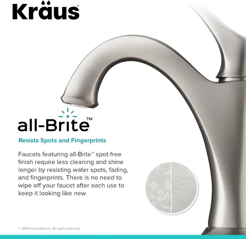 Miniatura 6 de KRAUS KBF-1201SFS Arlo Grifo de lavabo de una sola manija para baño con drenaje de varilla de elevación y placa de cubierta, acero inoxidable Acero