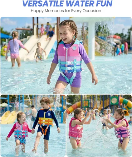 Miniatura 7 de Gogokids Chaleco de natación para niños de 2-3-4-5-6-7-8-9 años, flotadores de piscina para niños de 30-50-70 libras, flotabilidad para niños