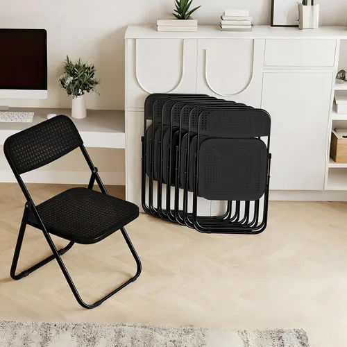 Miniatura 13 de JPBSTO Sillas plegables, marco de acero de capacidad de 300 libras, plegables para fiestas en interiores y exteriores, paquete de 2, color negro