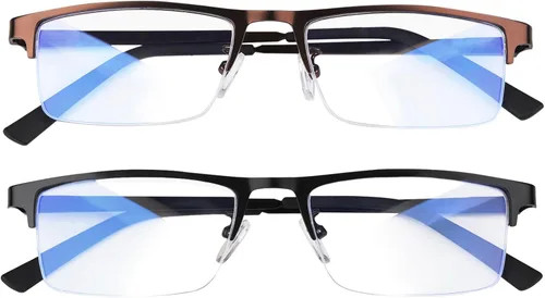 Miniatura 8 de Lentes de bloqueo de luz azul, lentes ligeros de metal con marco medio para computadora, lectura, juegos, televisión, teléfonos, filtro