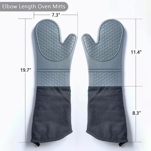 Miniatura 4 de Guantes de horno de silicona extralargos resistentes al calor, guantes de horno profesionales de grado comercial para cocina, barbacoa, hornear