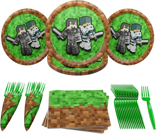 Miniatura 7 de Suministros de fiesta de Pixel Girl Value (64 piezas para 20 invitados) - Suministros de fiesta de videojuegos para niñas, decoraciones