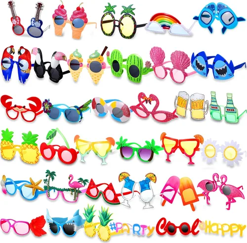 Xuhal 36 gafas de sol Luau para fiesta, divertidas gafas hawaianas, gafas de sol tropicales divertidas, decoraciones de playa, recuerdos de fiesta,