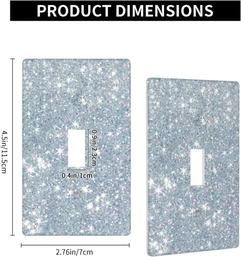 Miniatura 2 de Cubierta de Interruptor de Luz con Brillo Plateado para Placa de Pared, Cubiertas de Interruptor de Palanca Individual Bling, Cubiertas de Placa