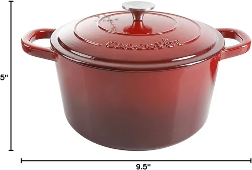 Miniatura 6 de Crock Pot olla para horno holandés de hierro fundido artesanal de 7 cuartos de galón, Rojo Rojo escarlata