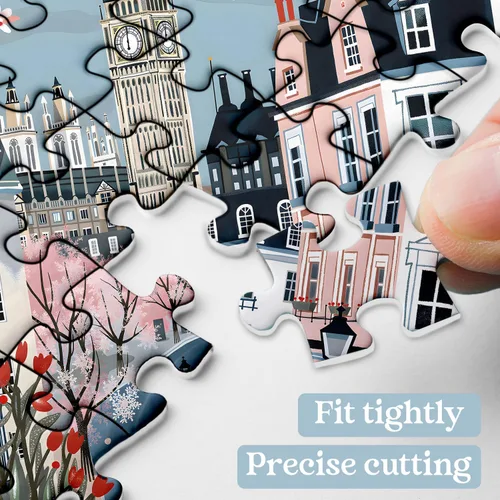 Miniatura 3 de London Spring Puzzles para adultos 1000 piezas, rompecabezas de paisaje urbano europeo, rompecabezas romántico de escena de viaje