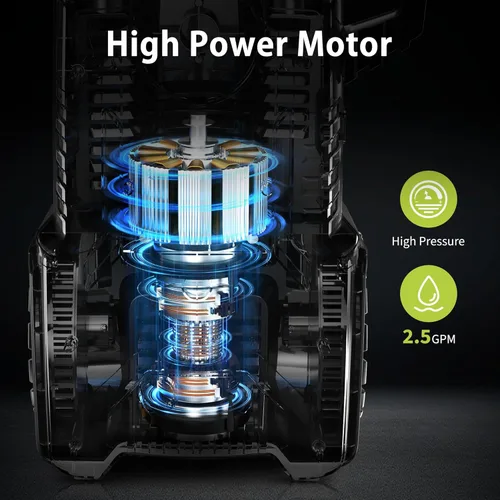 Miniatura 3 de Yeryork Lavadora a presión PSI ajustable de 5000 máximos, lavadora de potencia de 2.5 GPM máximo con carrete de manguera retráctil de 33 pies, lanza