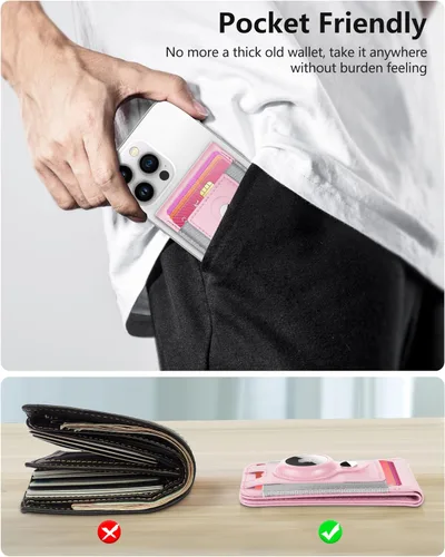 Miniatura 8 de ExtreLife para Cartera Magsafe con Soporte para Airtag, Cartera Magnética para iPhone Serie 17/16/15/14/13/12, Soporte para 9 Tarjetas, Ventana
