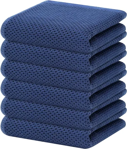 Miniatura 319 de Homaxy Paños de cocina de 100% algodón con tejido de gofre, ultra suaves, absorbentes, de secado rápido, 12 x 12 pulgadas, paquete de 6, amarillo