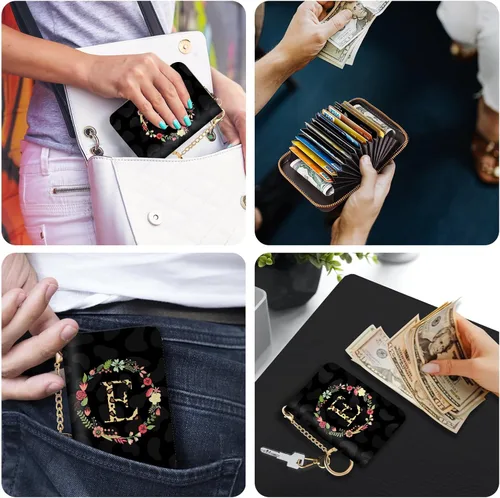 Miniatura 3 de Cartera delgada para tarjetas de crédito RFID para mujer, mini-cartera pequeña para mujer, carteras para tarjetas para mujer, delgada, cartera