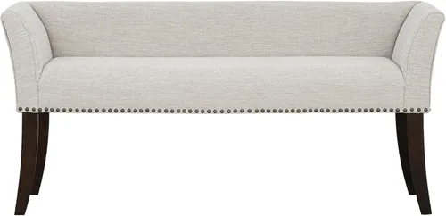Miniatura 13 de Madison Park Banco decorativo para sala de estar, tapizado con ribete de cabeza de clavos y asiento acolchado para entrada, banco pequeño, banco