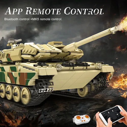 Miniatura 4 de Mould King 20020 MOC Leopard 2 tanque de juguete de alta tecnología, juego de bloques de construcción de vehículos militares, bloques de ladrillos
