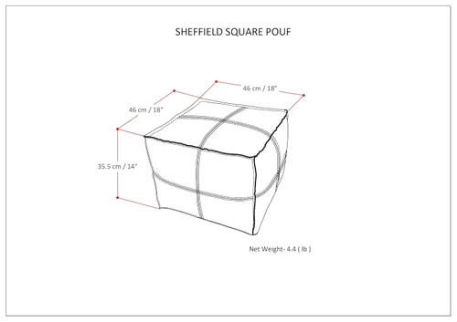 Miniatura 3 de SIMPLIHOME Sheffield - Puf cuadrado de 18 pulgadas de ancho x 14 pulgadas de alto de cuero genuino en marrón oscuro envejecido, reposapiés