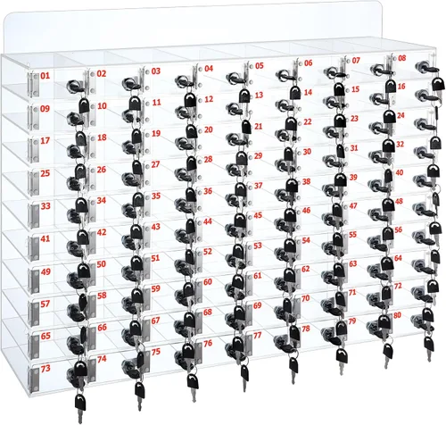 Miniatura 11 de Threan Caja de almacenamiento para teléfono celular de 12 ranuras, gabinete de almacenamiento de acrílico transparente para teléfono celular montado