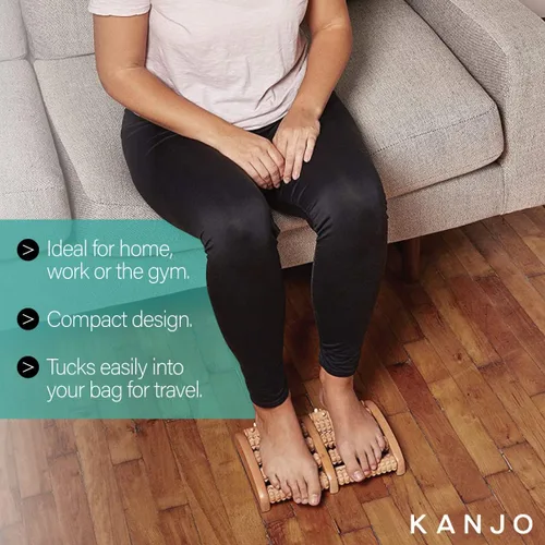 Miniatura 3 de Kanjo Acupressure Foot Pain Relief Multi-Roller – Rodillo de madera de doble pie – Alivia la fascitis plantar, el dolor de talón y arco – Promueve