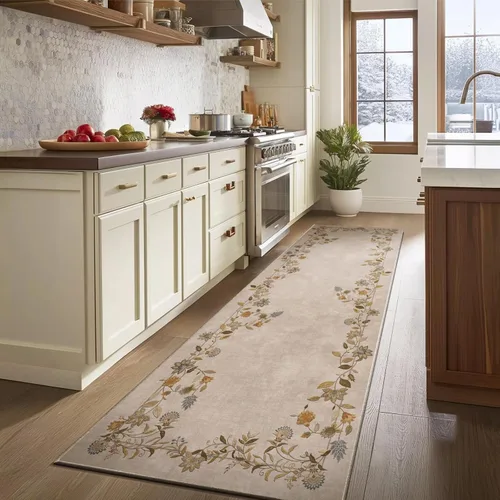 Miniatura 107 de Alfombra de pasillo lavable antideslizante: alfombra de cocina de 2 x 6 pies, resistente a las manchas, con parte trasera de goma, alfombra suave