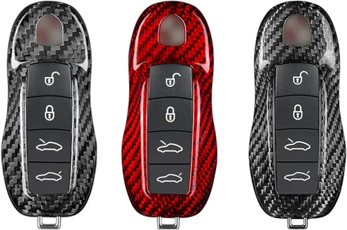 Funda para llavero de fibra de carbono auténtica y genuina 100% pura, ajuste deportivo para Porsche Boxster Turbo Cayenne Panamera Macan Cayman 911
