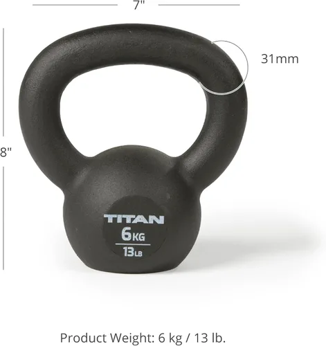 Miniatura 6 de Titan Fitness Pesa rusa de hierro fundido, fundición de una sola pieza, marcas KG y LB, entrenamiento de cuerpo completo