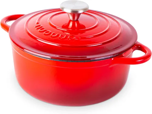 Miniatura 29 de Nuovva Olla Holandesa de Hierro Fundido Esmaltado con Tapa – Cazuela Antiadherente de 6.4 Cuartos – Resistente y Apta para Horno hasta 500°F