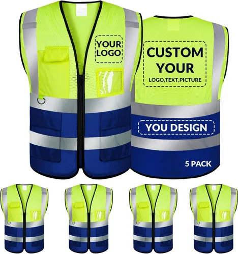 BeautyWill Chaleco de seguridad personalizado con logotipo Clase 2 Chaleco reflectante de alta visibilidad Chaleco de trabajo protector para