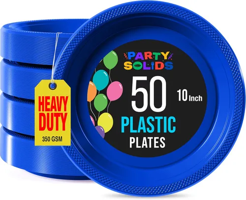 Miniatura 37 de Exquisite Party Solids - Platos de plástico naranja para suministros de fiesta, platos desechables de 10 pulgadas, 50 piezas, juego de vajilla