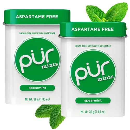 Miniatura 15 de PUR Mentas Mentas para aliento fresco sin aspartame Elaboradas con xilitol Sin azúcar, veganas, sin gluten Sabor natural a menta piperita
