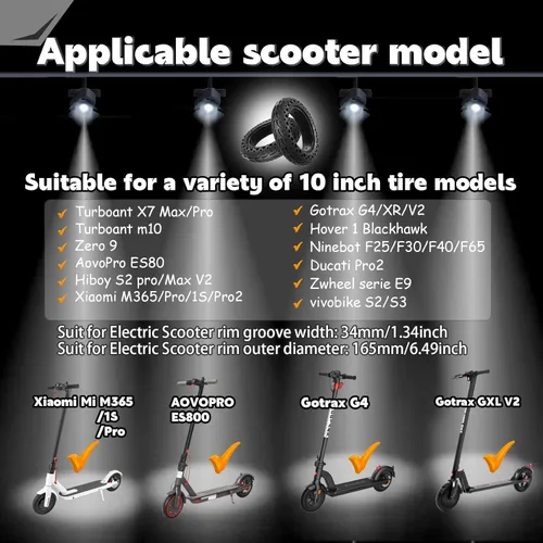 Miniatura 2 de 2 unidades de neumáticos sólidos de 10 pulgadas, neumáticos de panal de abeja 10x2.125/2.0 para Xiaomi M365 Pro Gotrax G4 Hiboy S2 Pro Scooter 2