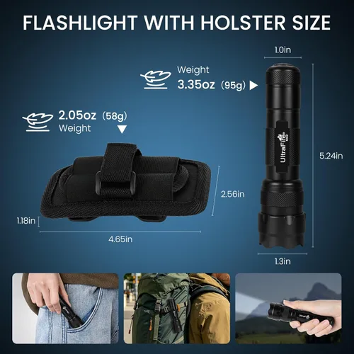 Miniatura 8 de ULTRAFIRE Mini linterna de un solo modo con funda, 1200 lúmenes de alto lumen zoomable linterna LED de mano linterna de servicio con funda