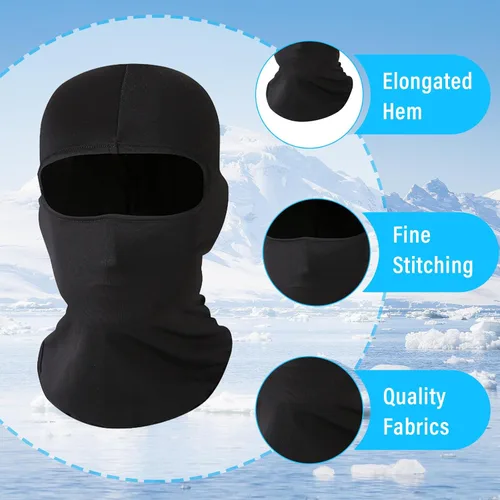 Miniatura 3 de Kewucn Pasamontañas de esquí de cara completa, protección contra los rayos UV y el viento, máscara facial para clima caluroso de verano, Negro