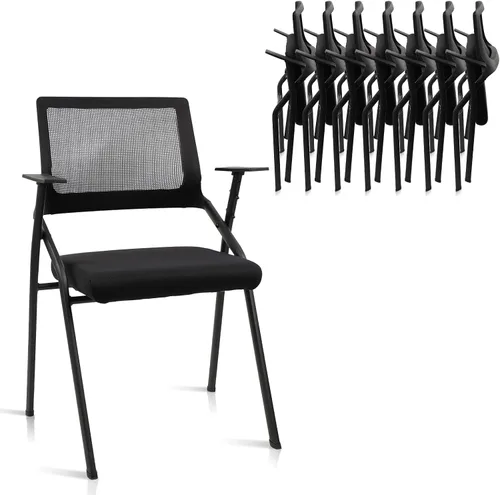 Miniatura 18 de CLATINA Sillas de oficina apilables y plegables con soporte lumbar ergonómico y cojín de asiento grueso, silla de recepción de tela de malla
