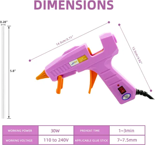 Miniatura 2 de Liumai Kit de pistola de pegamento caliente con 30 barras de pegamento, mini pistola de pegamento termofusible con estuche de transporte