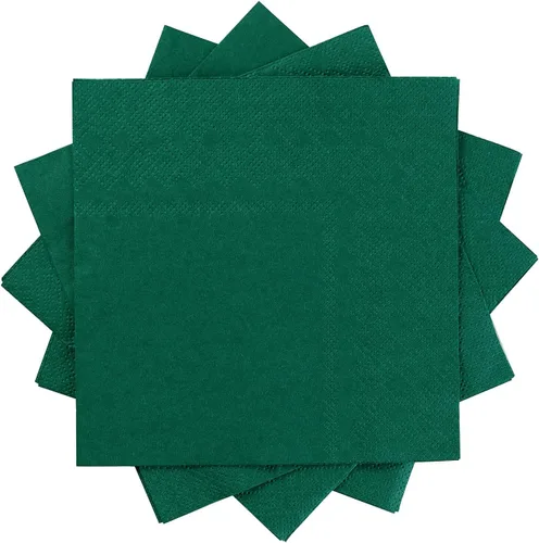 Miniatura 6 de 100 paquetes de servilletas de cóctel de 2 capas, servilletas de postre plegadas de 5 x 5 pulgadas, servilletas desechables para cena, boda, Verde